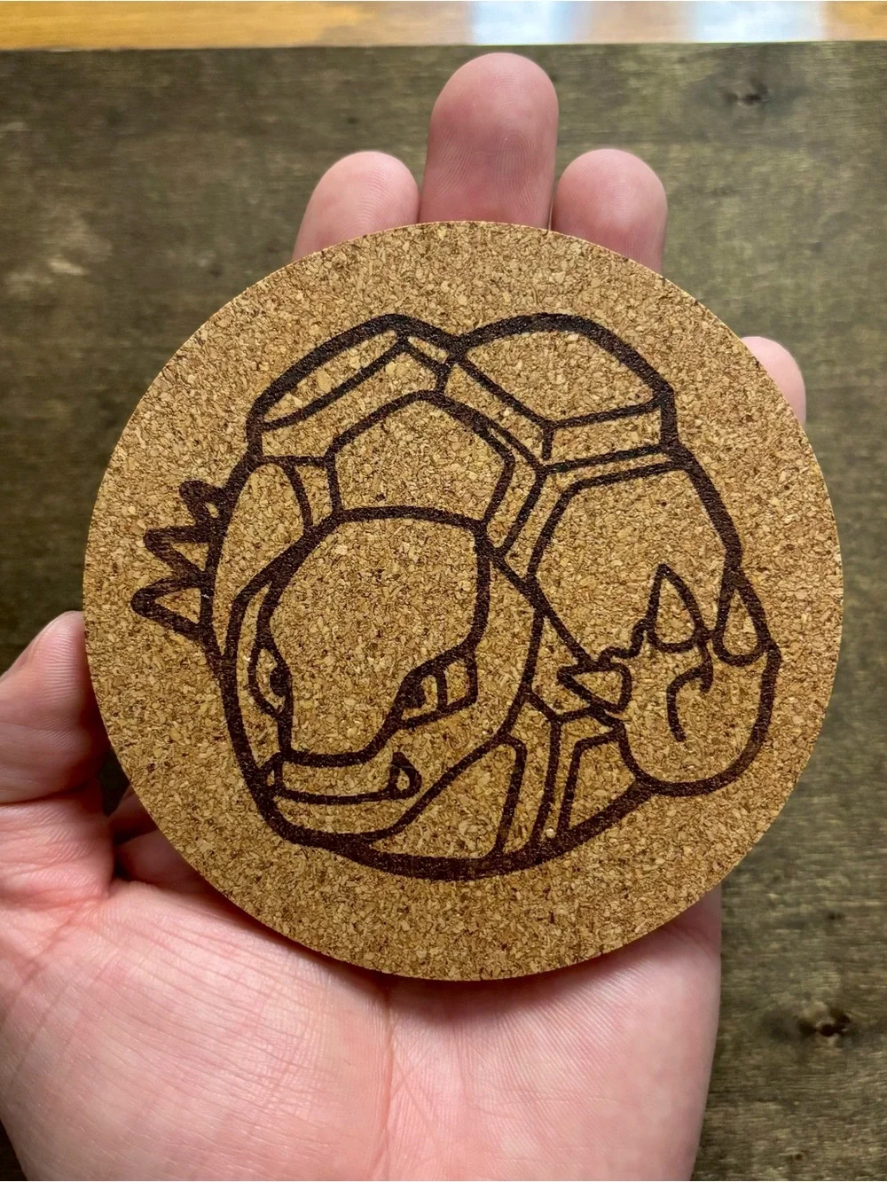Pokemon Golem Face Laser Engraved Cork Coaster